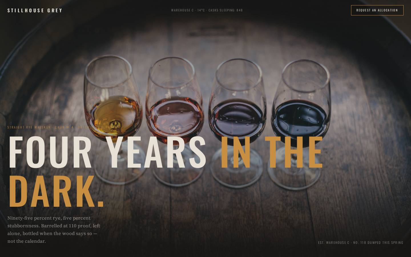 Stillhouse Grey — rye whiskey
